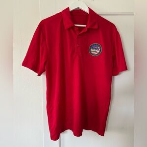 Port Authority BAE Patch Patriotic Red Polo Shirt Sz L